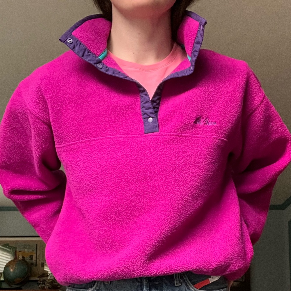 Vintage LLBean Fleece Pullover, Magenta